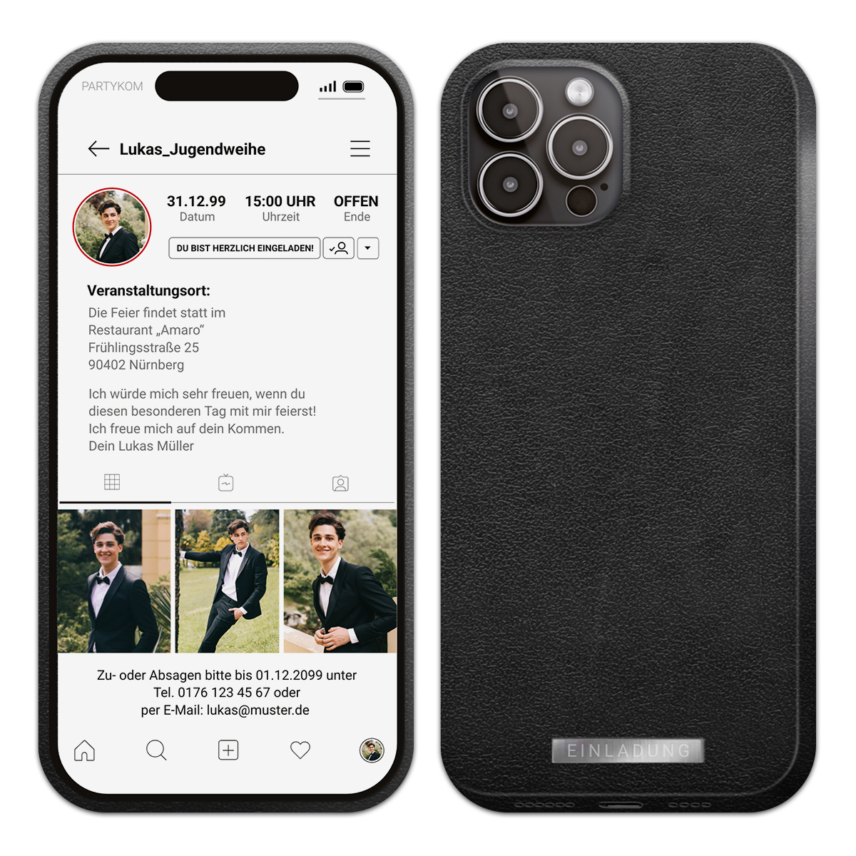 Jugendweihe Einladungen als Smartphone - Partygram