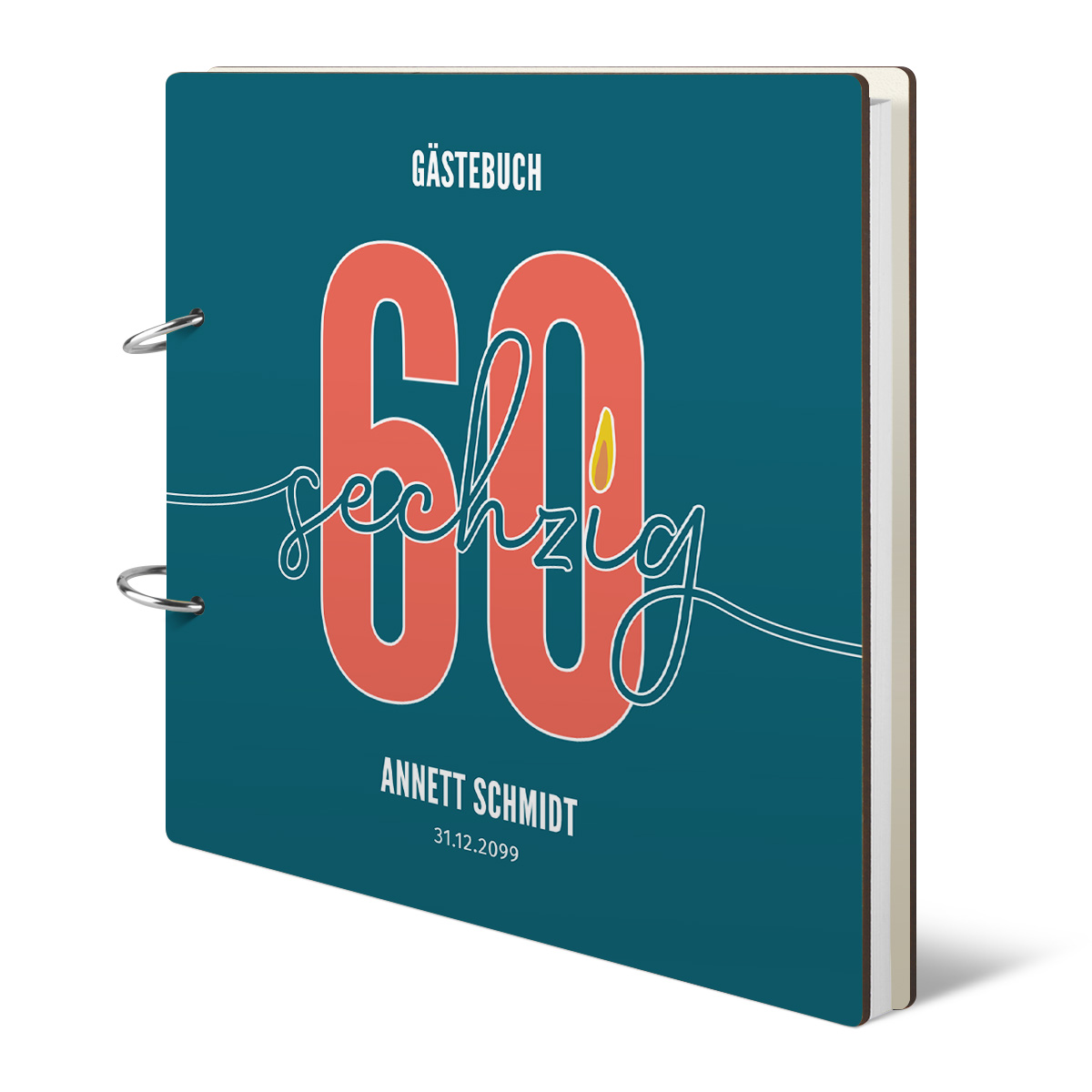 Personalisiertes Geburtstag Gästebuch 60 Jahre - Foto Zeitstrahl