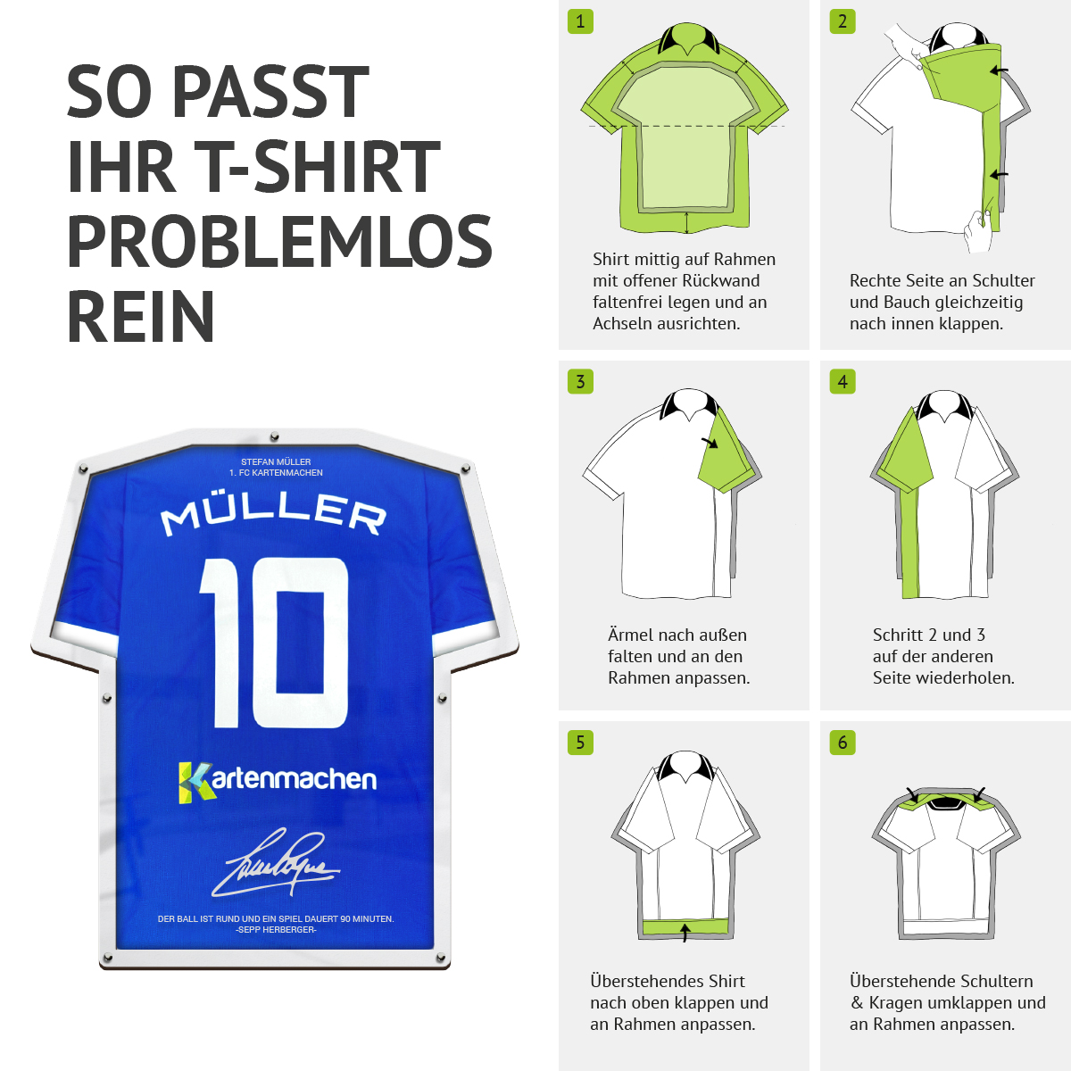 Trikotrahmen in T-Shirt-Form mit individueller Gravur