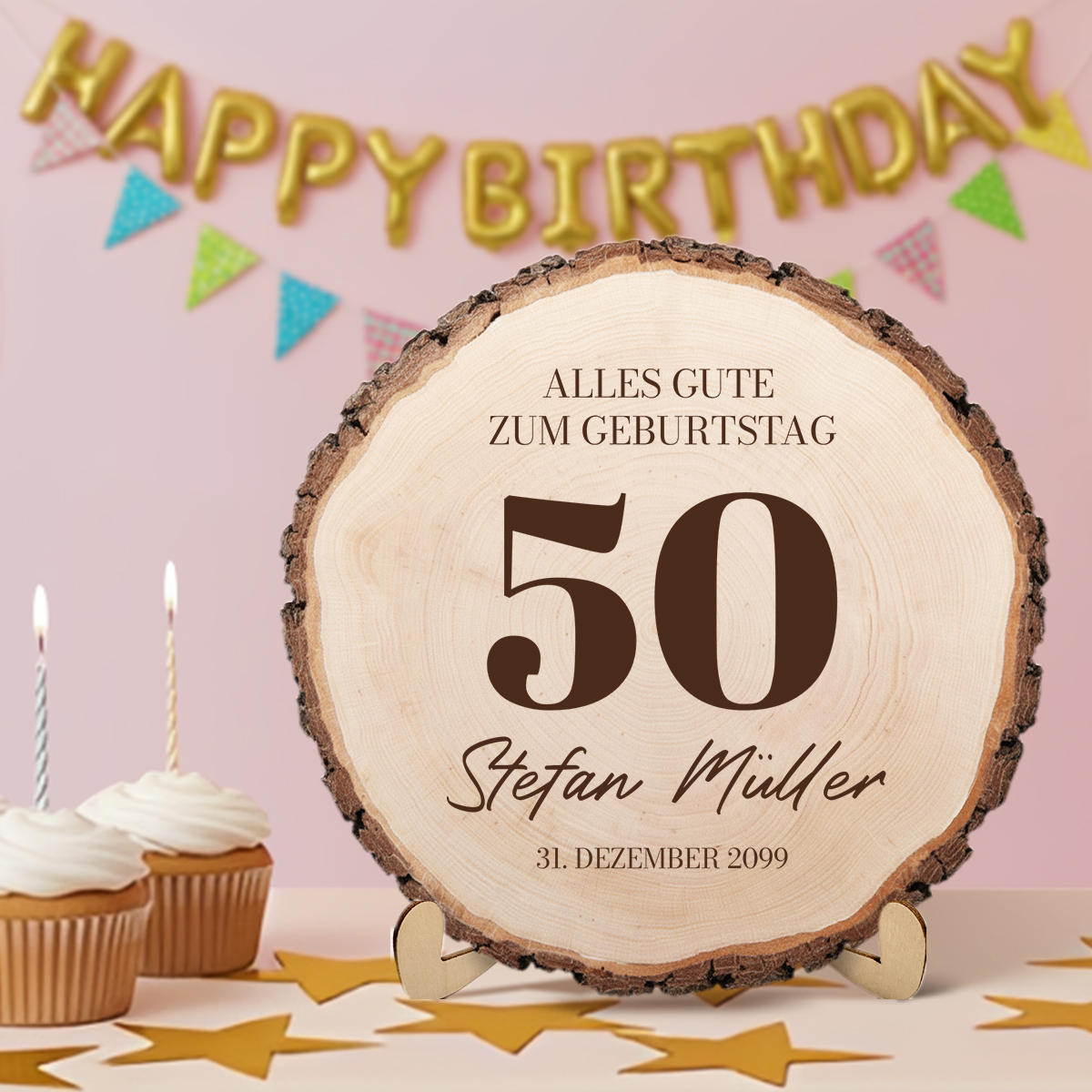 Baumscheibe mit Gravur - Runder Geburtstag