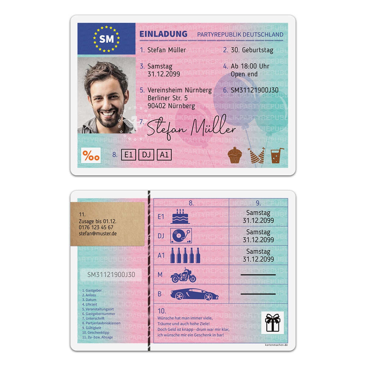 Einladungskarten als Führerschein