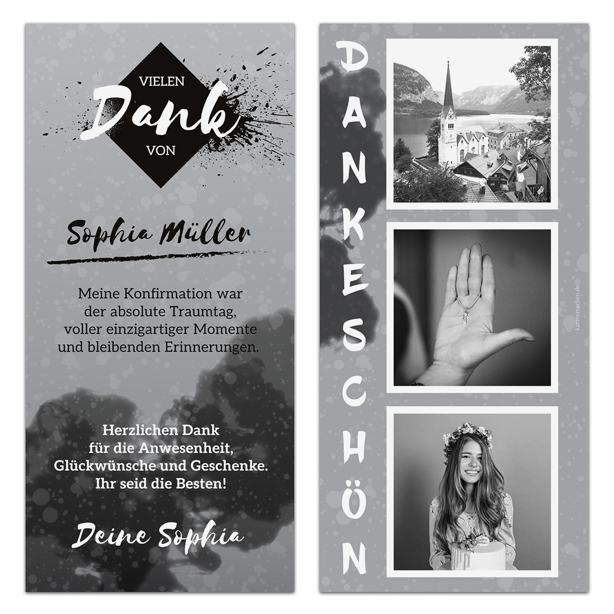 Kommunion Dankeskarte - Foto-Streifen