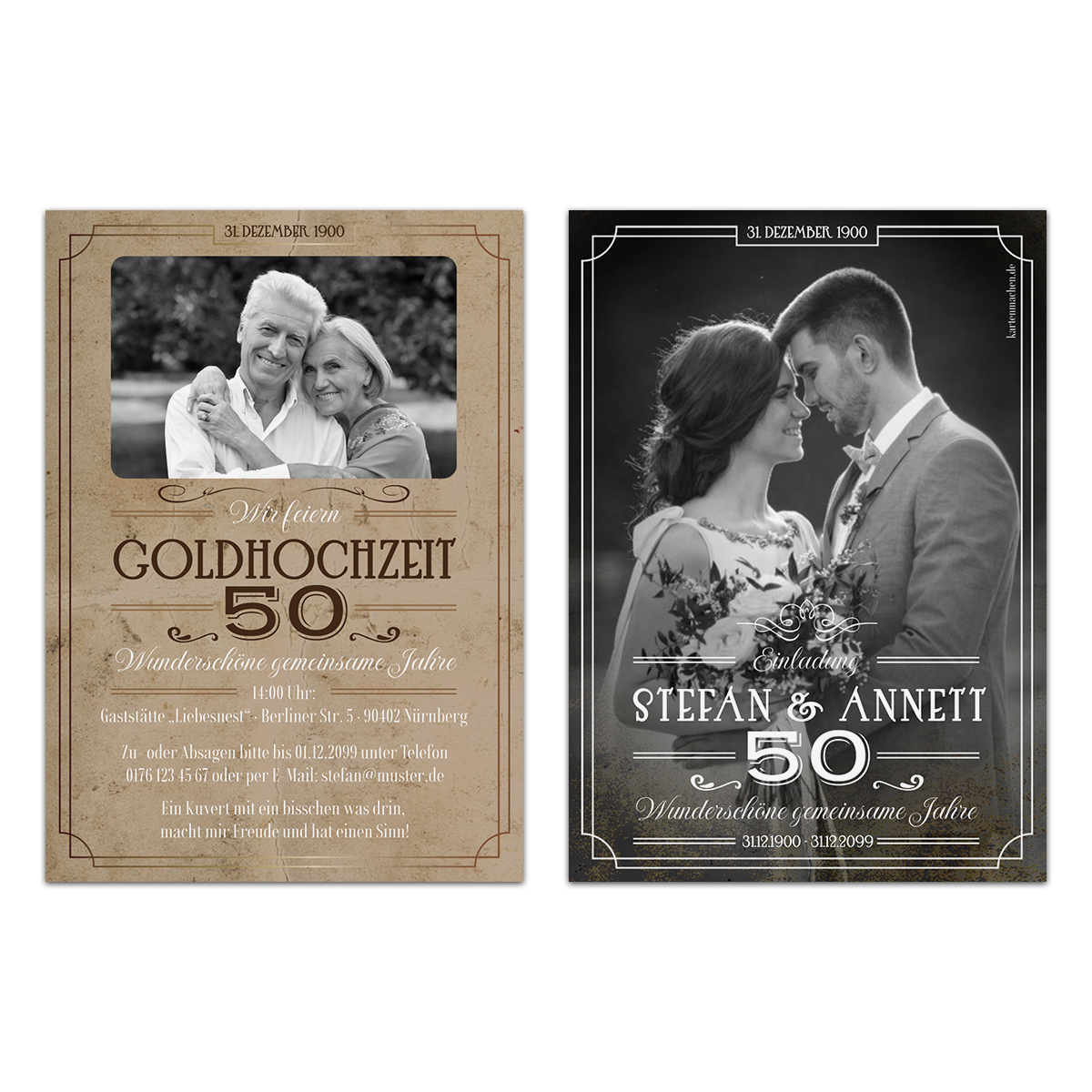 Hochzeitseinladungen goldene Hochzeit - 50 wundervolle Jahre