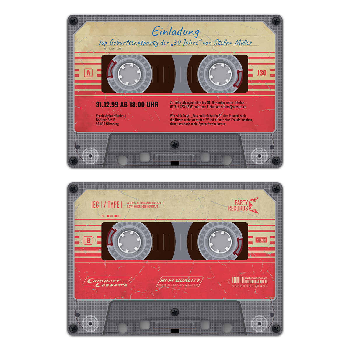 Einladungskarte als Kassette