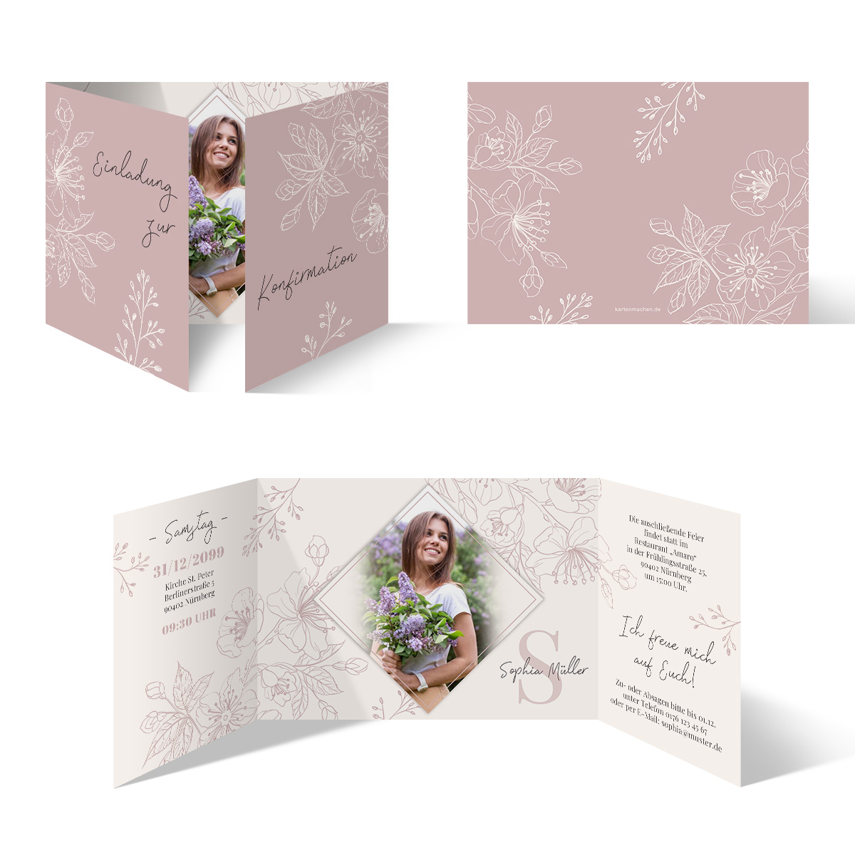 Konfirmation Einladungskarten - Kirschblüten