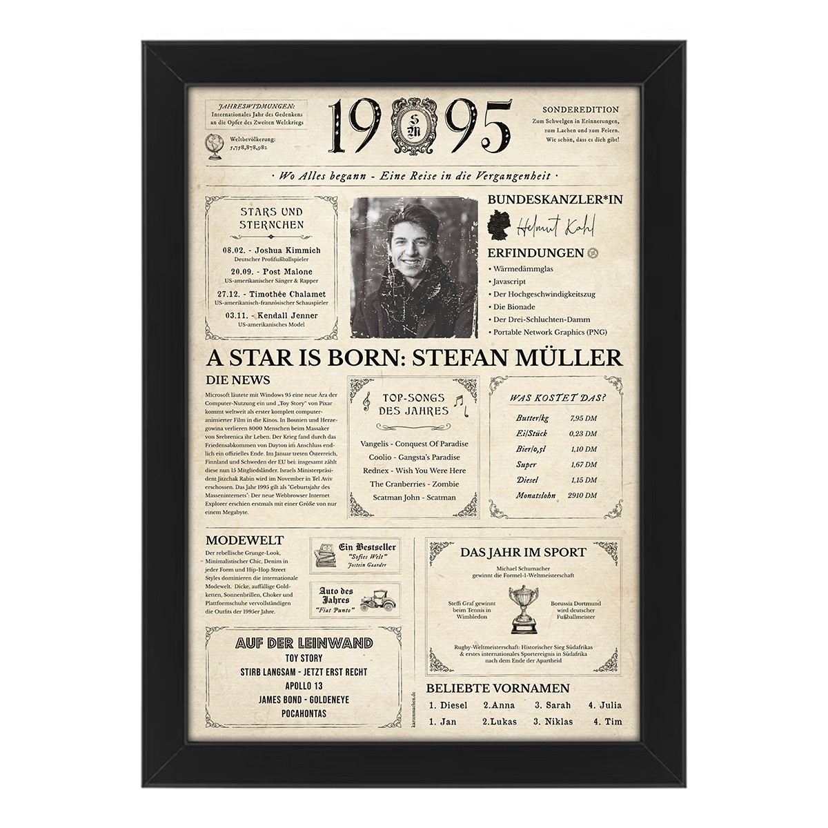 Personalisiertes Foto Poster - Geburtsjahr 1995 - Geschenk zum 31. Geburtstag