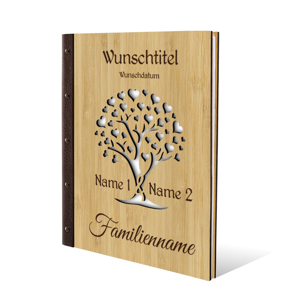 Personalisiertes Stammbuch Bambus DIN A4 - Herzbaum