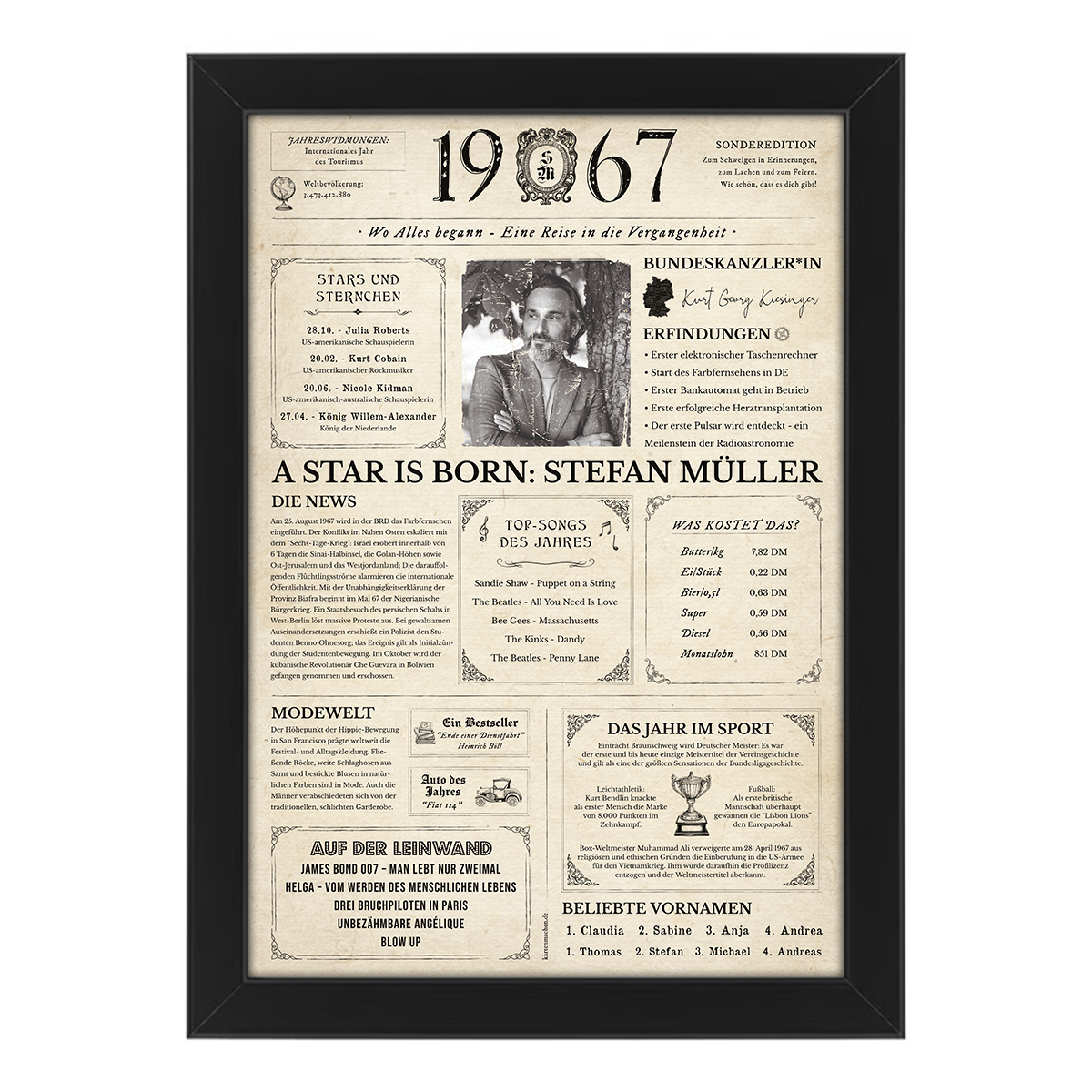 Personalisiertes Foto Poster - Geburtsjahr 1967 - Geschenk zum 59. Geburtstag