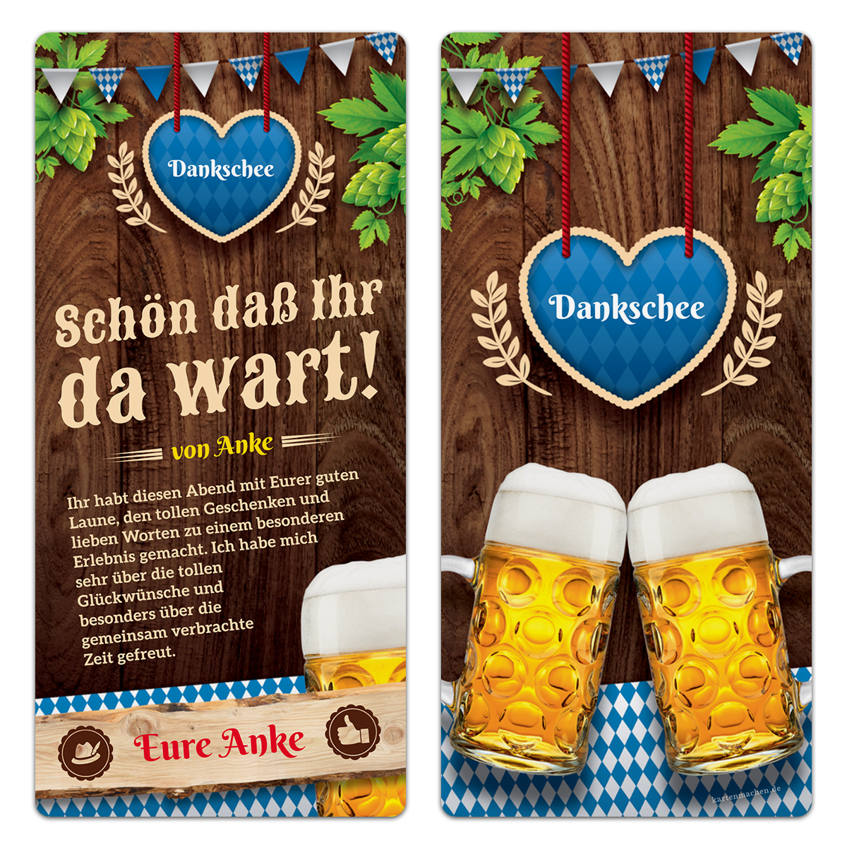 Geburtstag Danksagungskarten - O'zapft is! in Blau