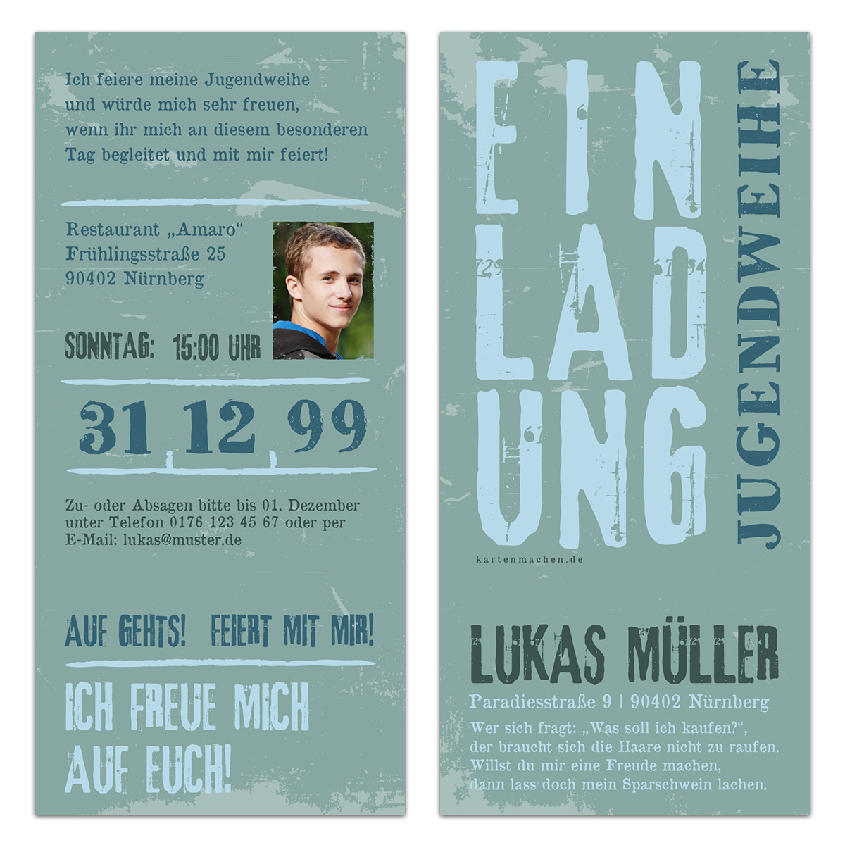 Jugendweihe Einladungskarten als Eintrittskarten - Graffiti-Tag