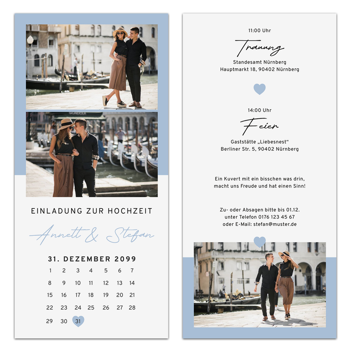 Hochzeitseinladungen im "Kalender Fotos" Motiv
