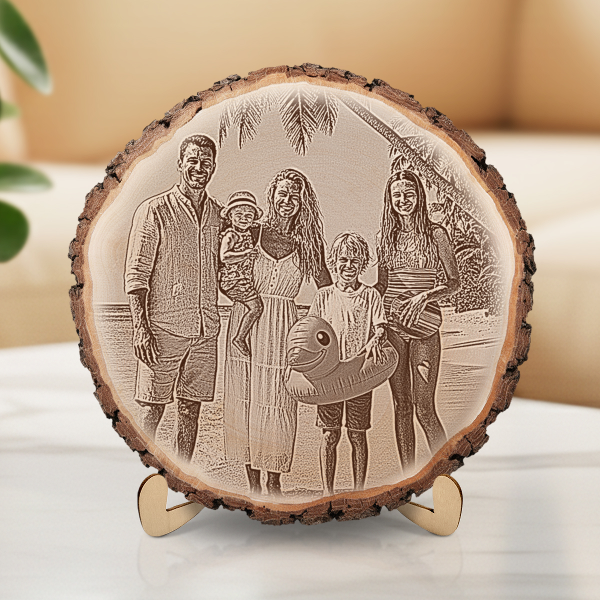 Baumscheibe mit Foto Gravur