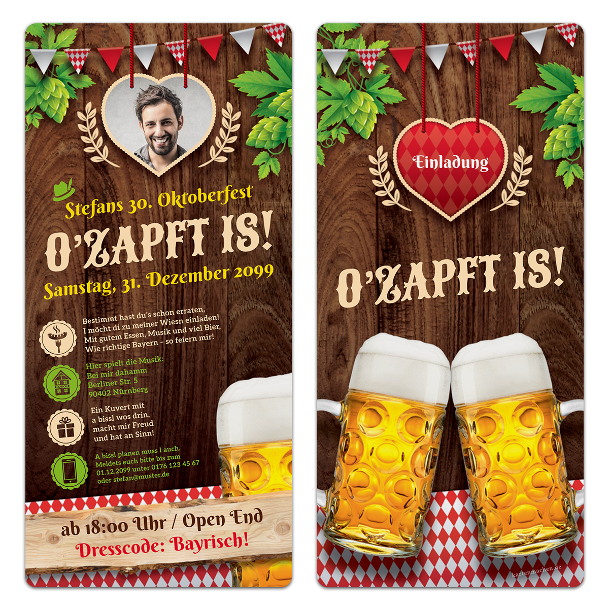 Einladungskarten - O'zapft is! in Rot mit Foto
