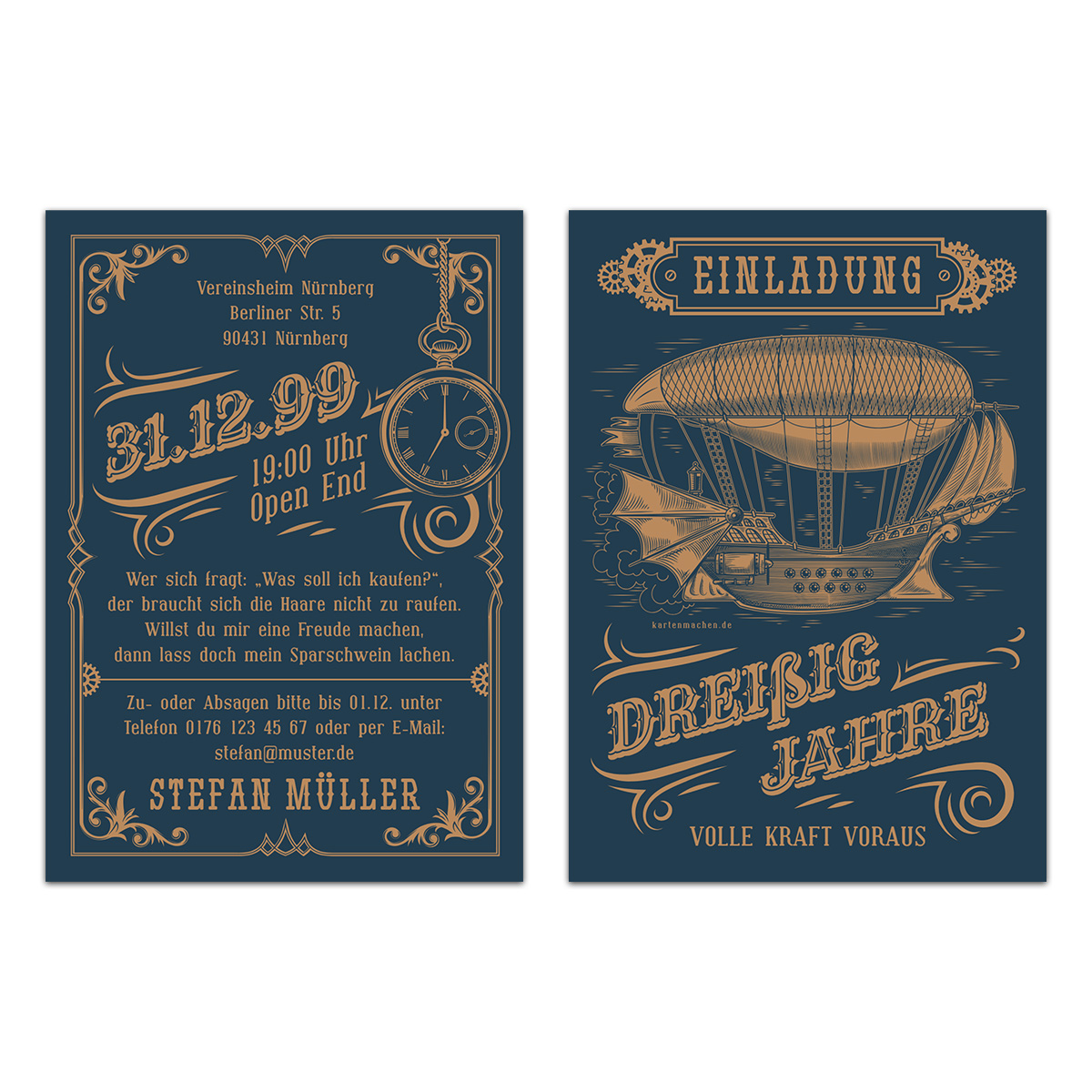 30. Geburtstag Einladungskarten - Steampunk