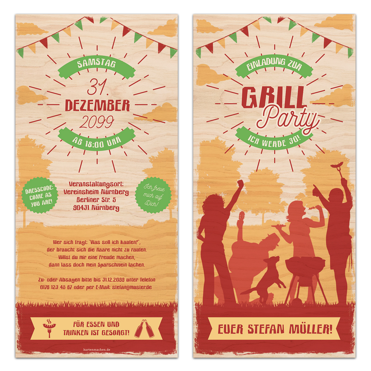 Geburtstag Einladungskarten - Grillparty