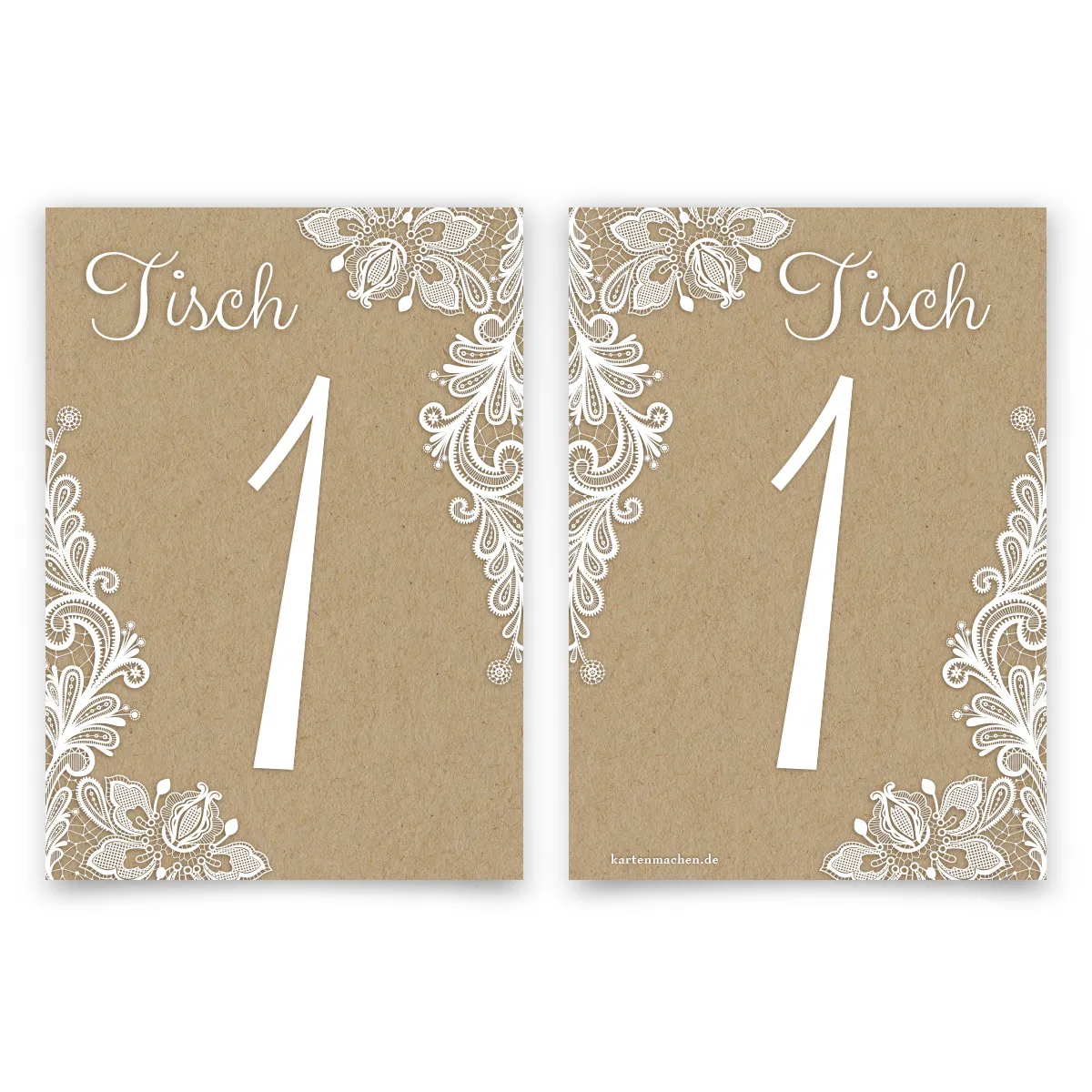 Hochzeit Tischnummern - Rustikal Kraftpapier