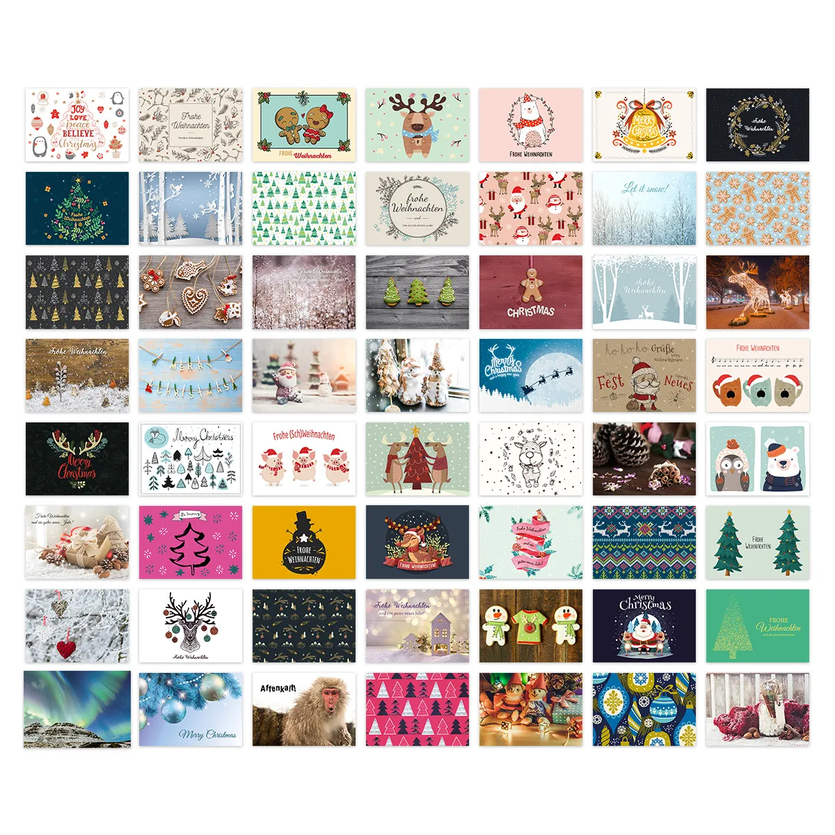 Weihnachtskarten Postkarten 56 Stück - Motiv-Set 1