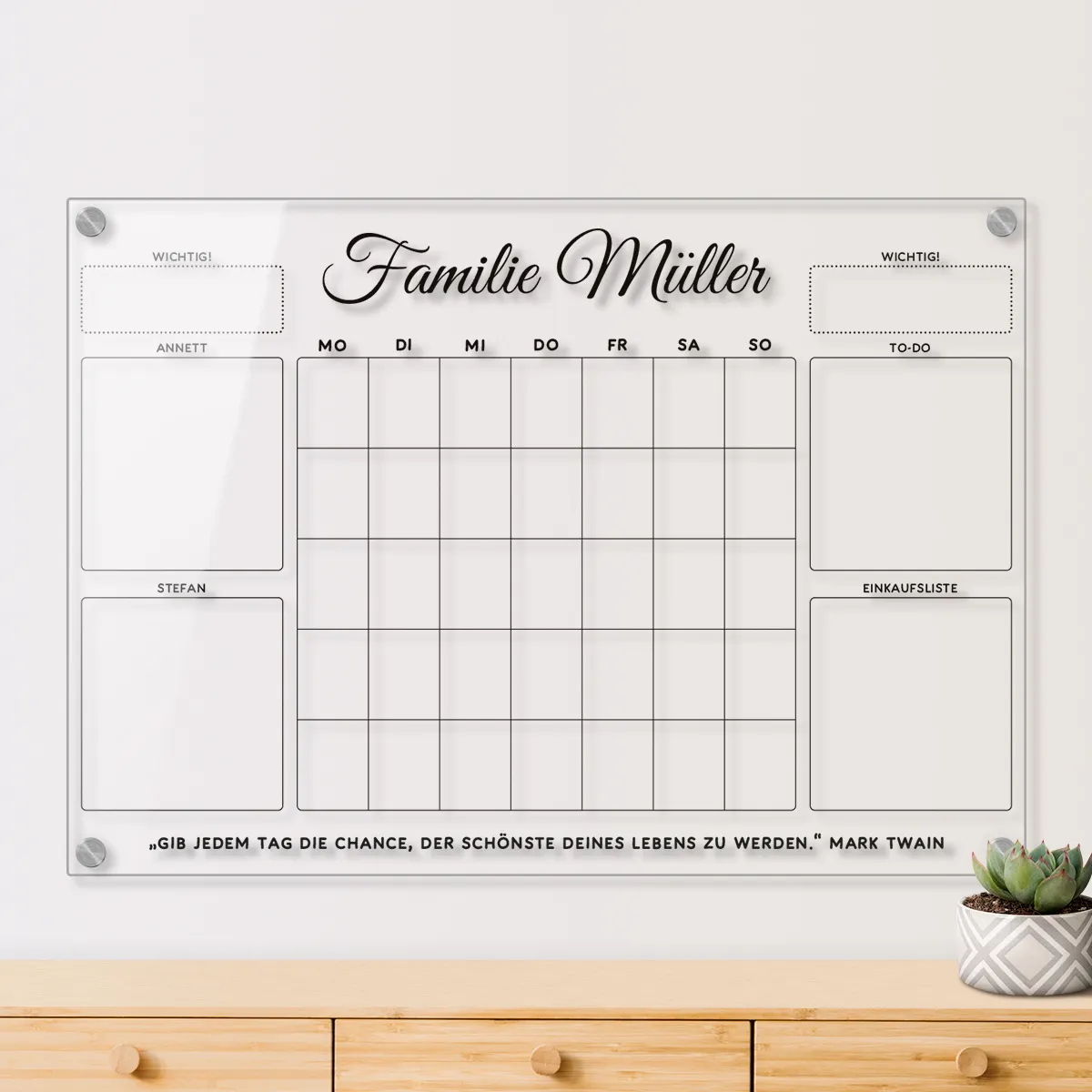 Personalisierter Acrylglas Kalender - Monatsplaner