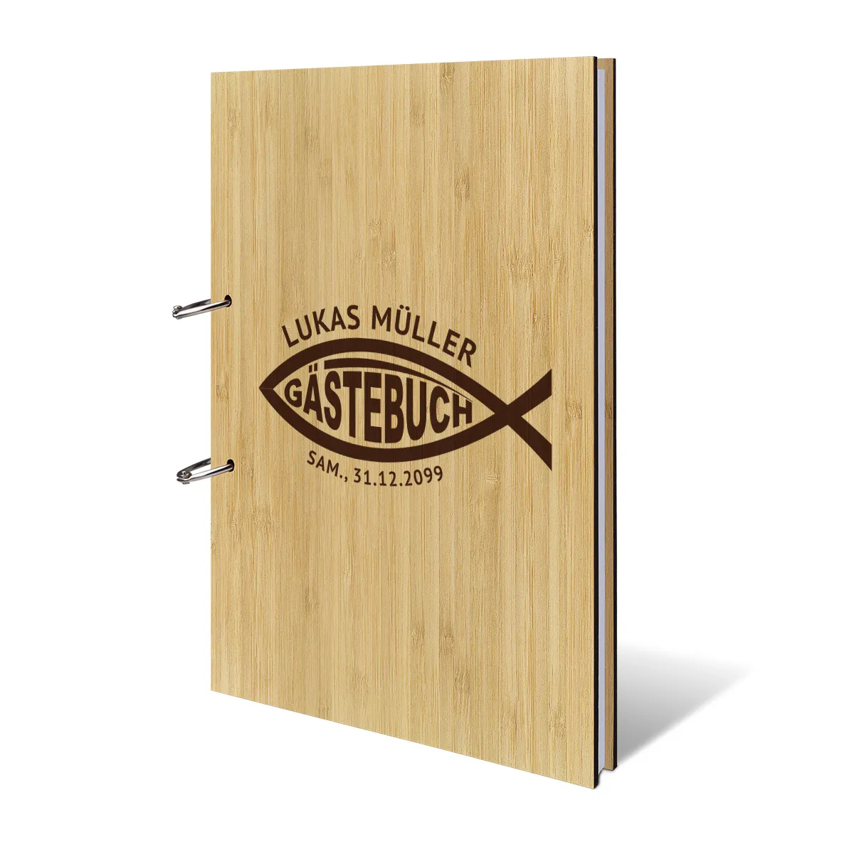 Personalisiertes Gästebuch Kondolenzbuch A4 - Jesusfisch