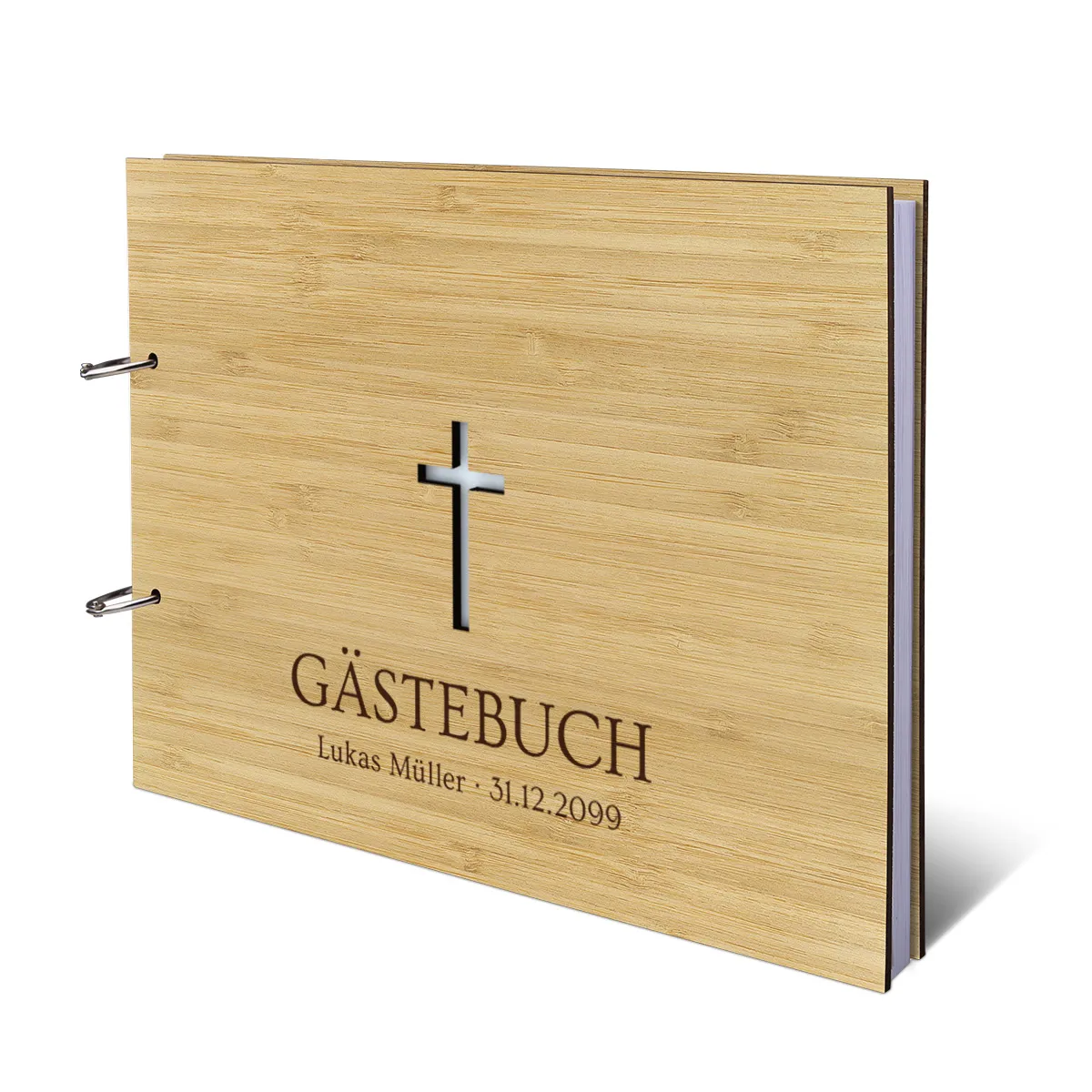 Personalisiertes Gästebuch Kondolenzbuch A4 - Kreuz
