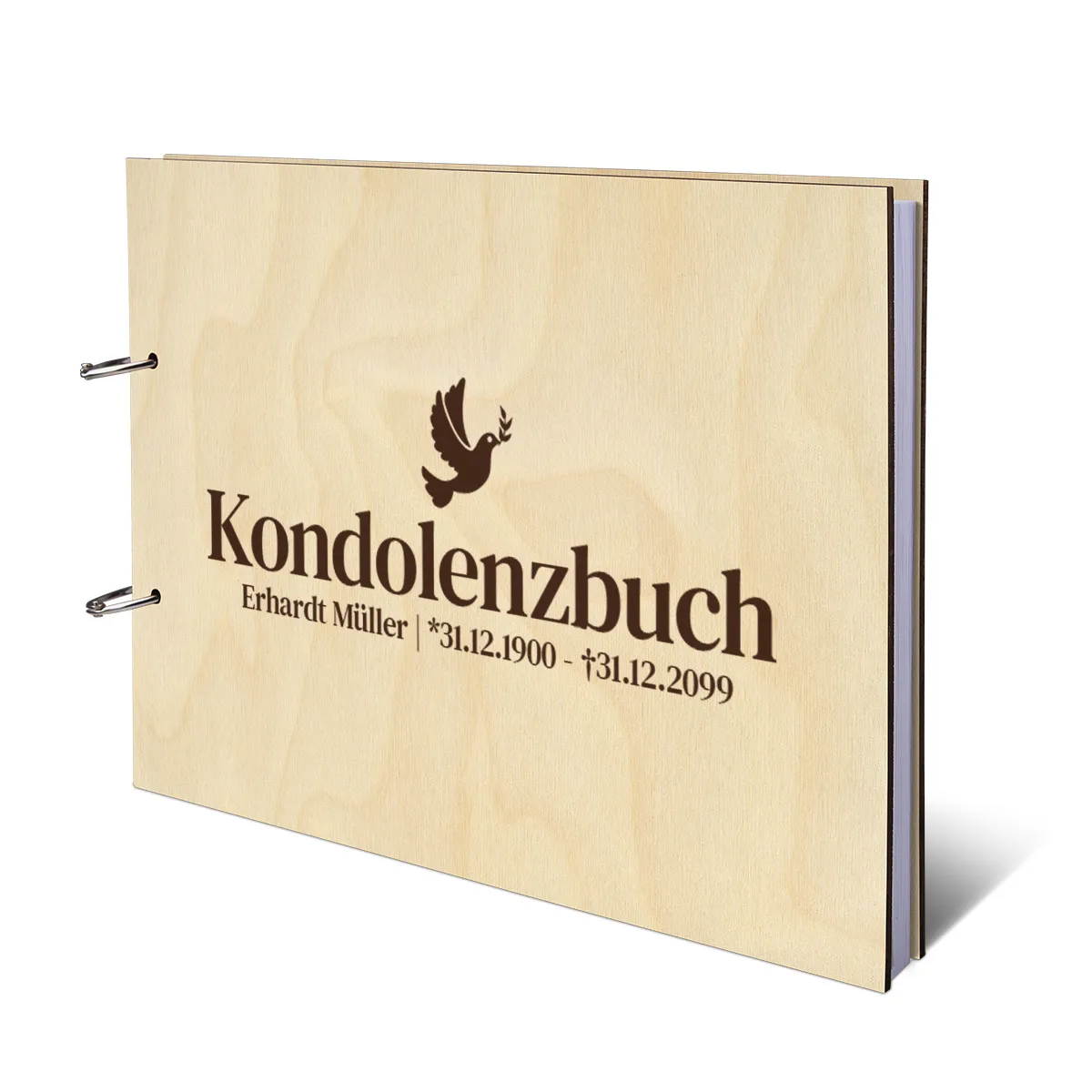 Personalisiertes Kondolenzbuch A4 - Friedenstaube
