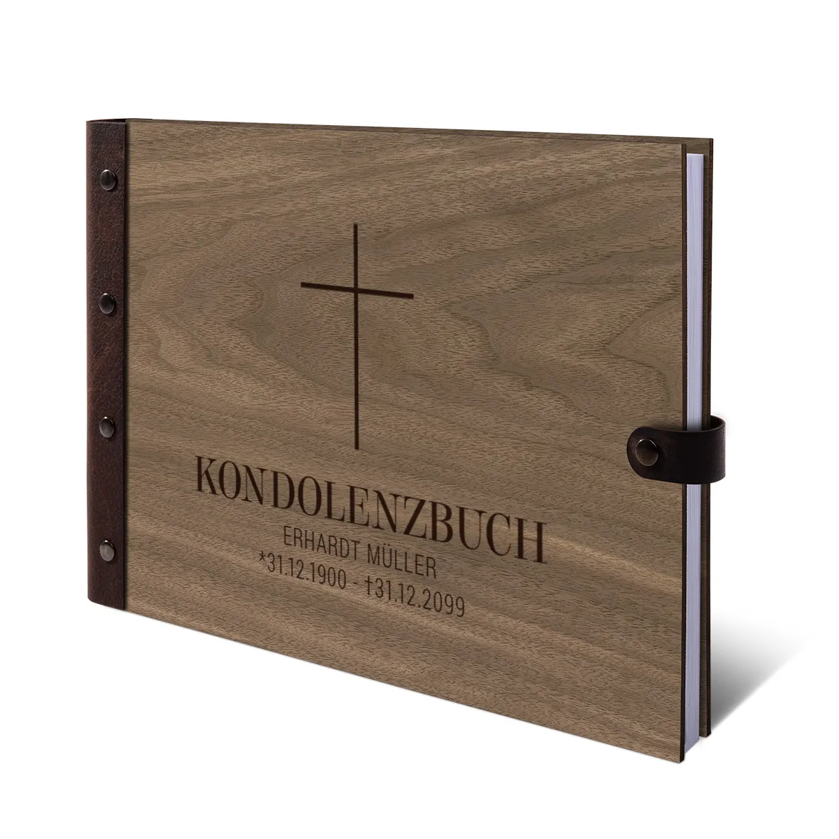 Personalisiertes Kondolenzbuch A4 - Kreuz