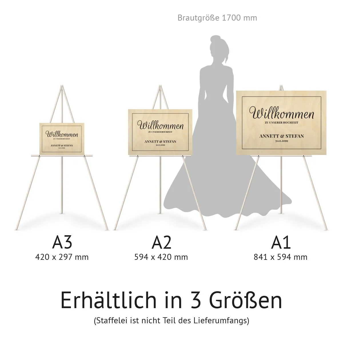 Personalisiertes Willkommensschild zur Hochzeit Birkensperrholz - Hochzeitsrahmen