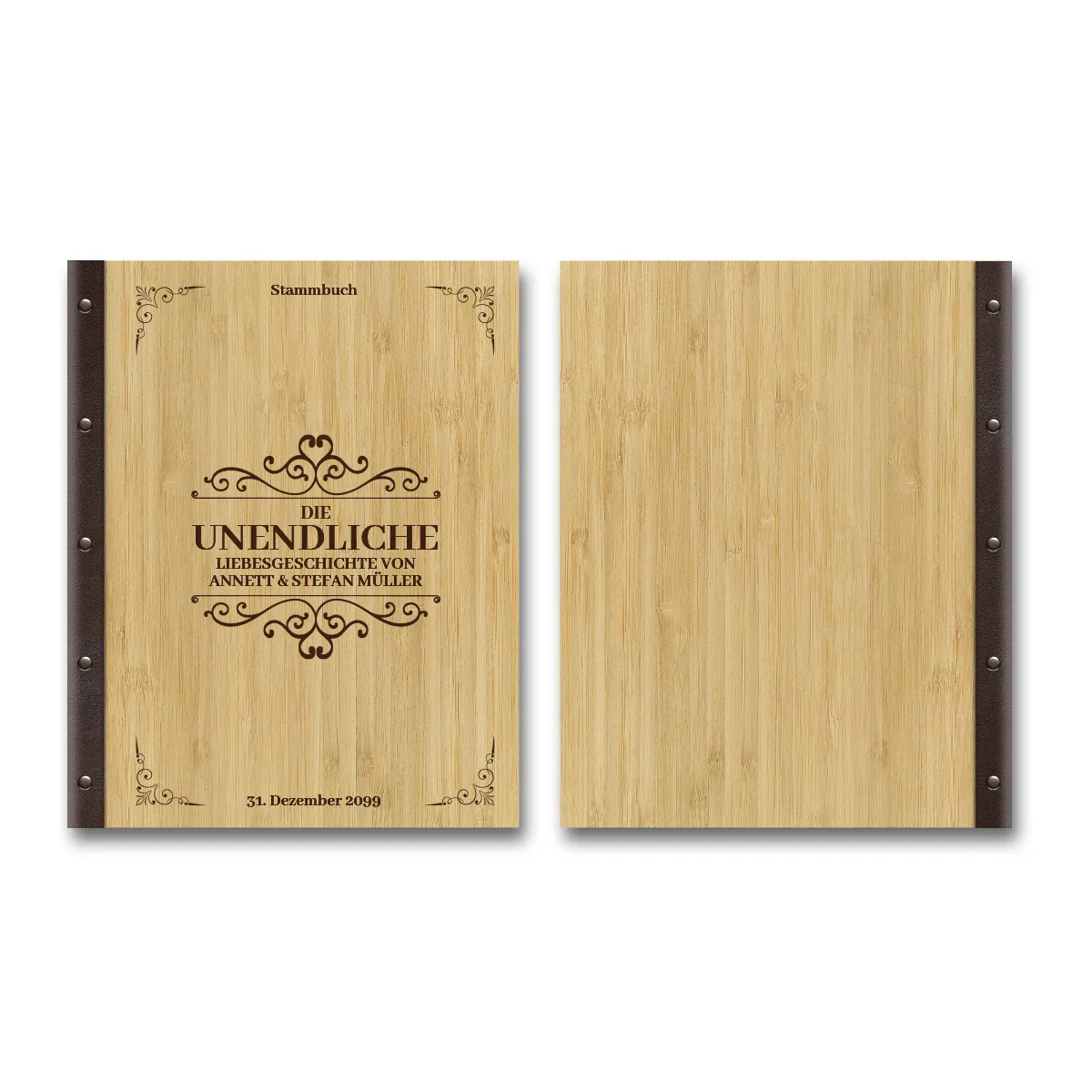 Personalisiertes Stammbuch Bambus Cover DIN A4 - Liebesgeschichte