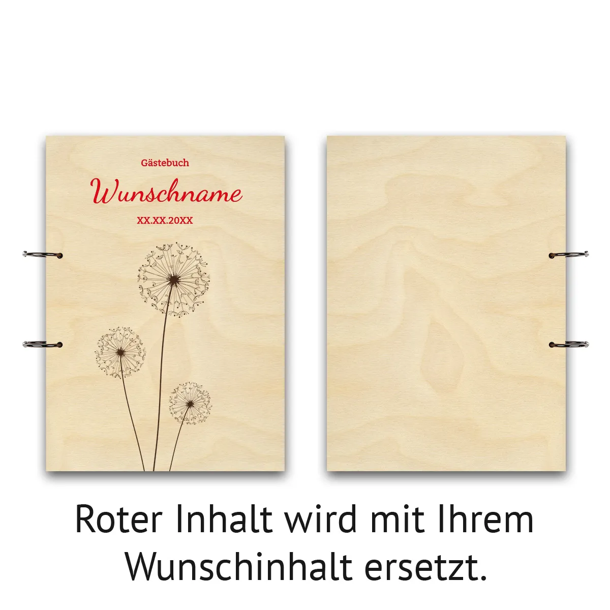 Personalisiertes Gästebuch Kondolenzbuch A4 - Pusteblume