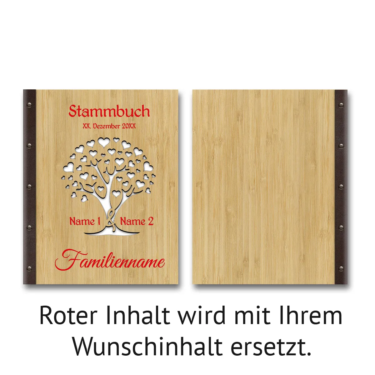 Personalisiertes Stammbuch Bambus DIN A4 - Herzbaum