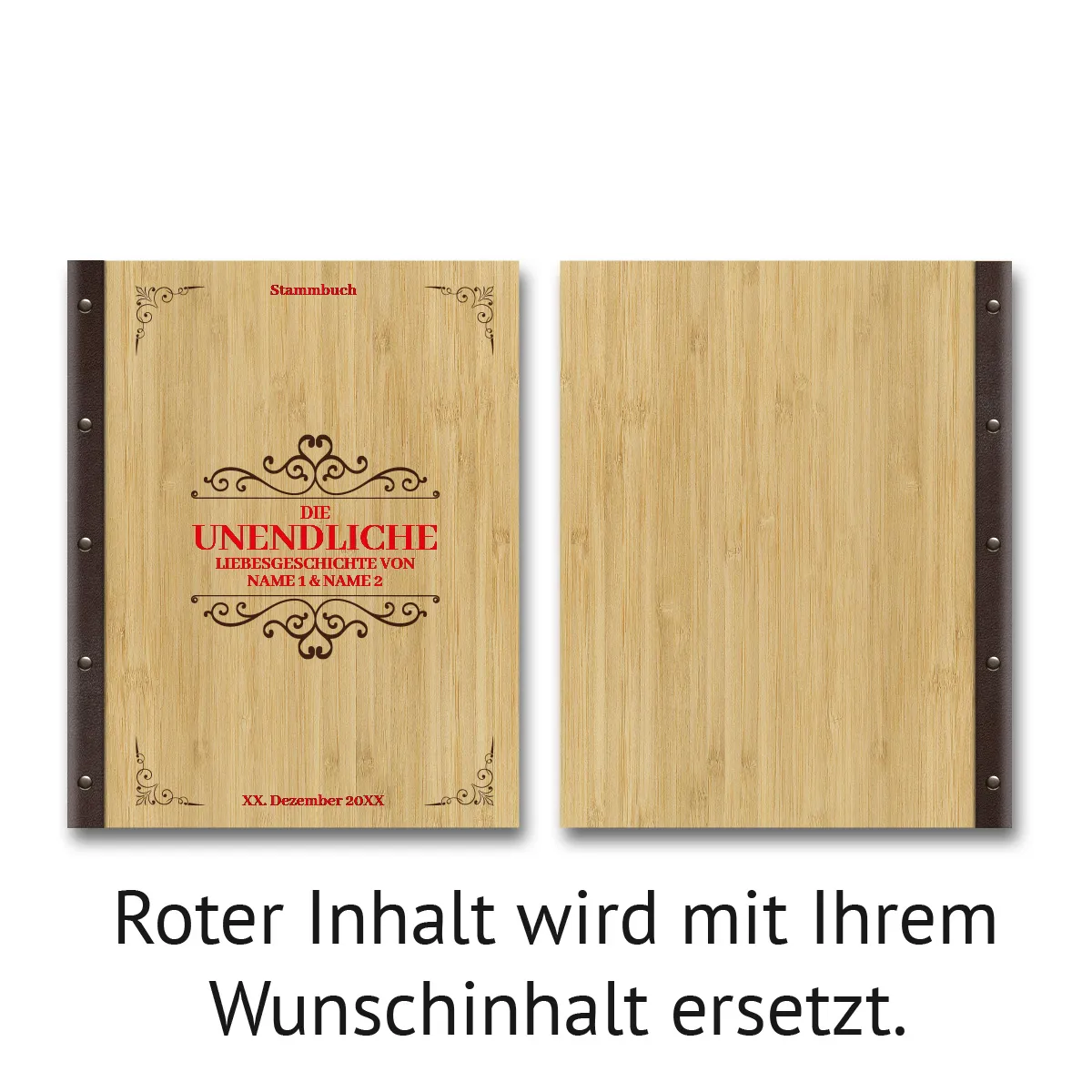 Personalisiertes Stammbuch Bambus Cover DIN A4 - Liebesgeschichte