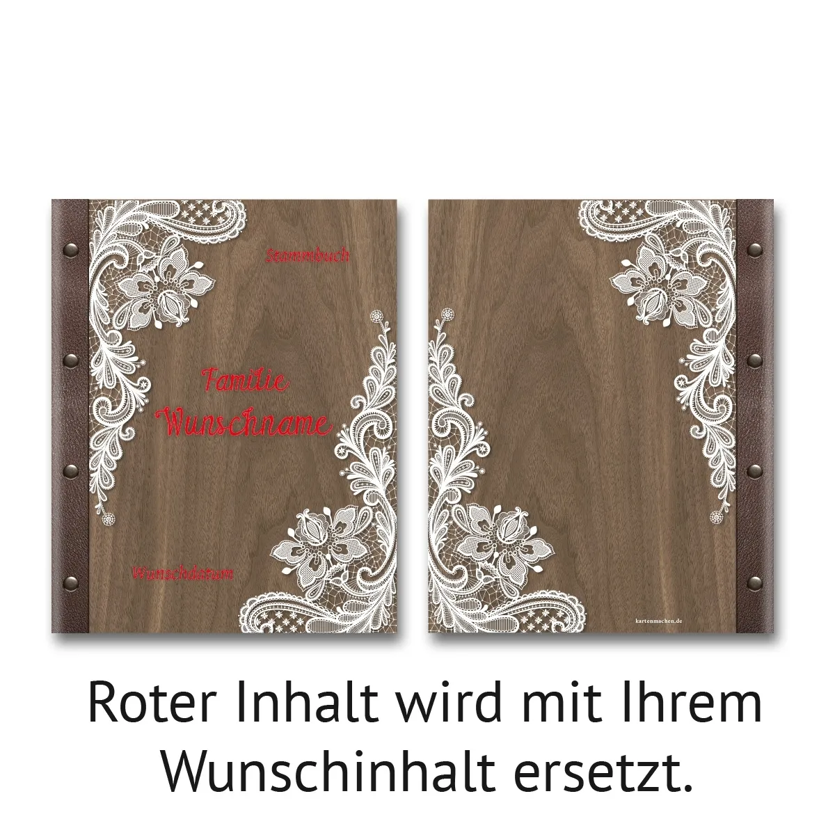 Personalisiertes Stammbuch Nussbaum Holz Stammbuchformat - Rustikal