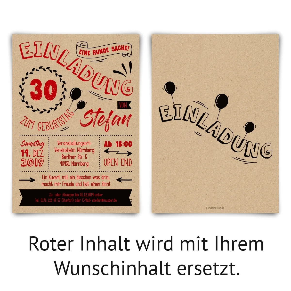 30. Geburtstag Einladungskarten - Vintage Typografie