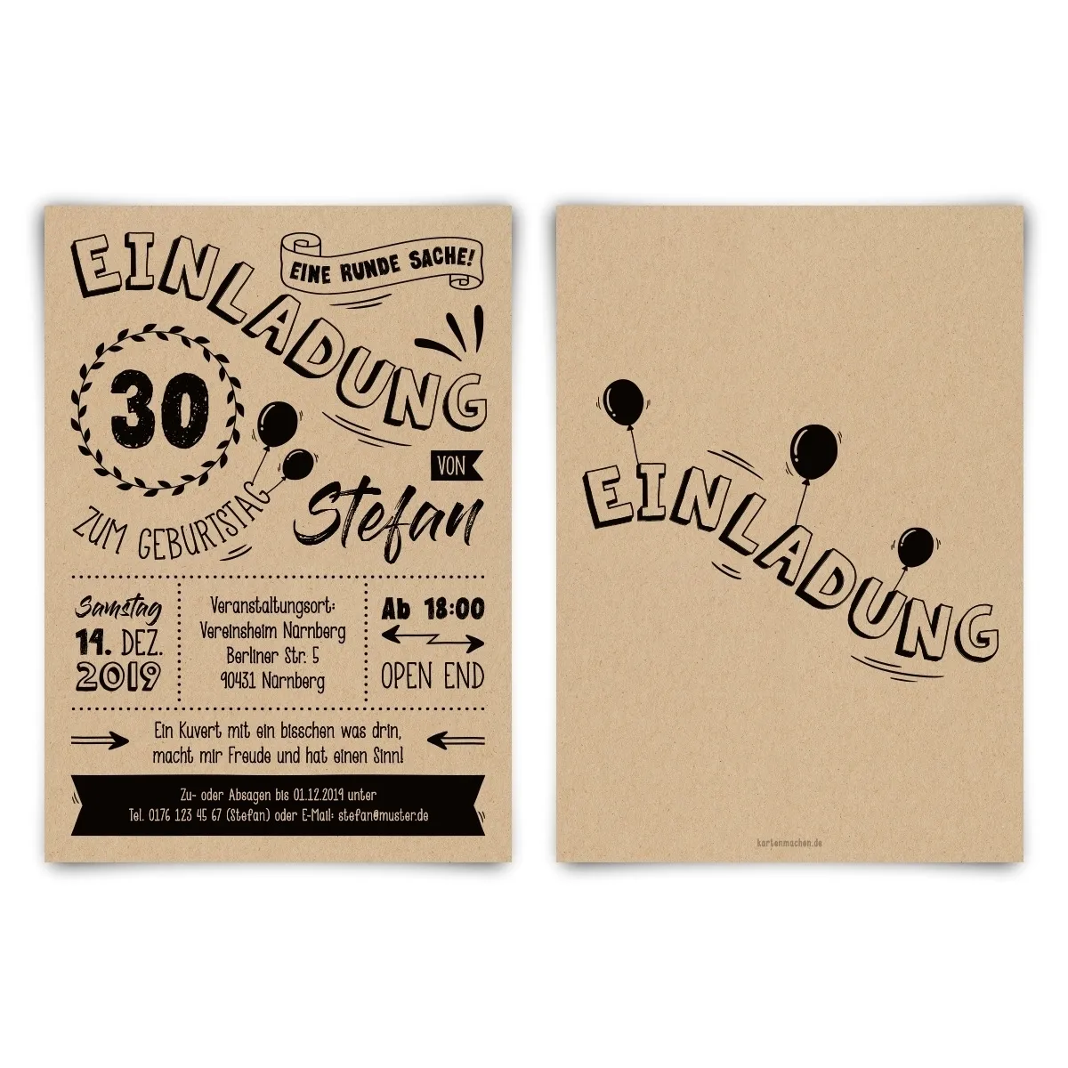 30. Geburtstag Einladungskarten - Vintage Typografie