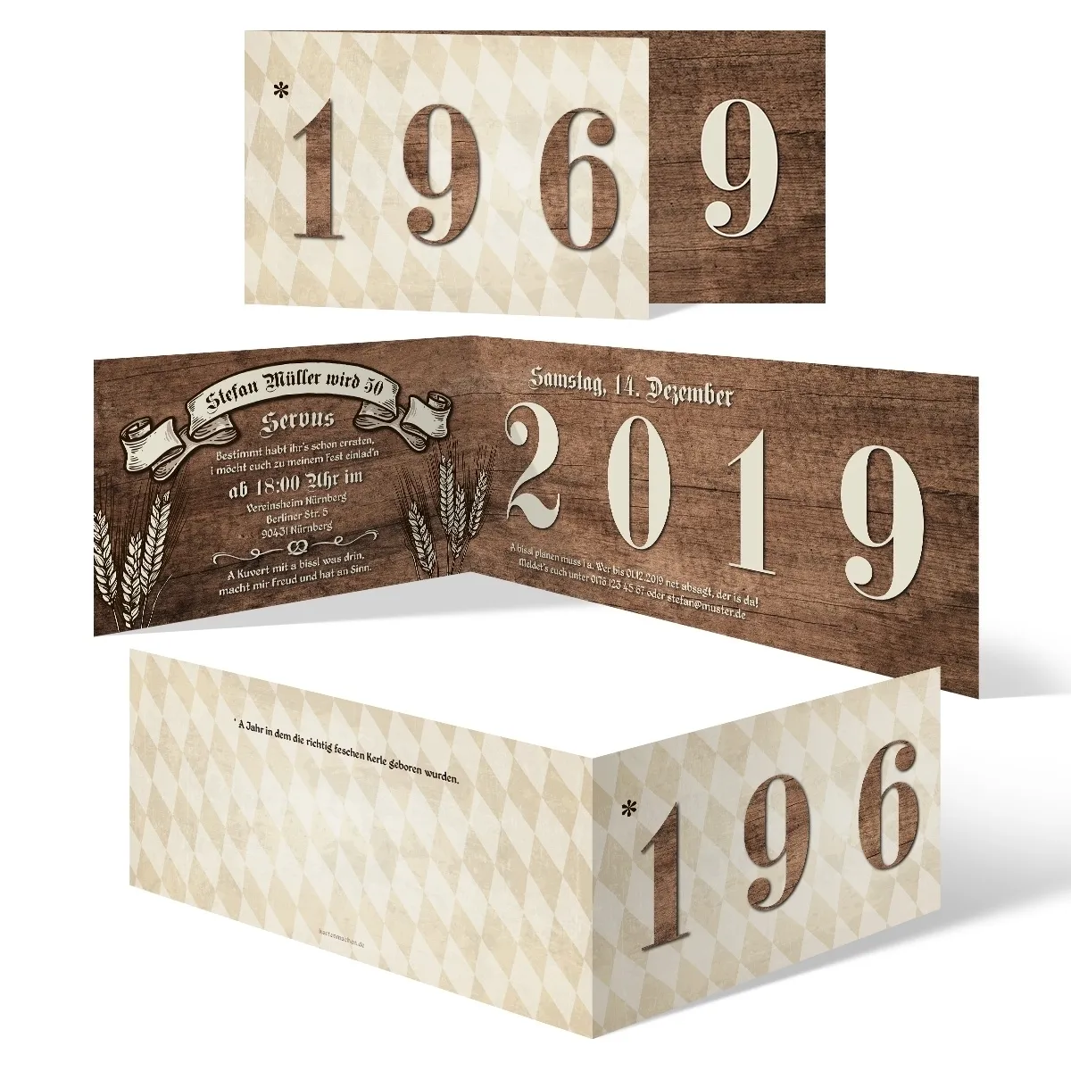 50. Geburtstag Einladungskarten - Bayerisches Holz
