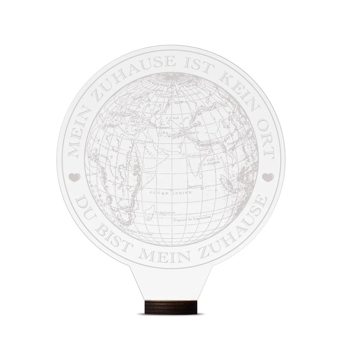 Acrylglasschild Aufsteller personalisiert - Globus