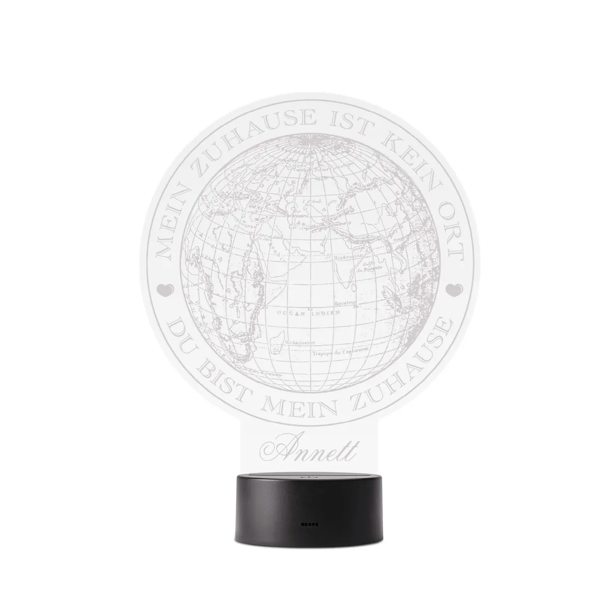 Acrylglasschild LED-Lampe personalisiert - Globus