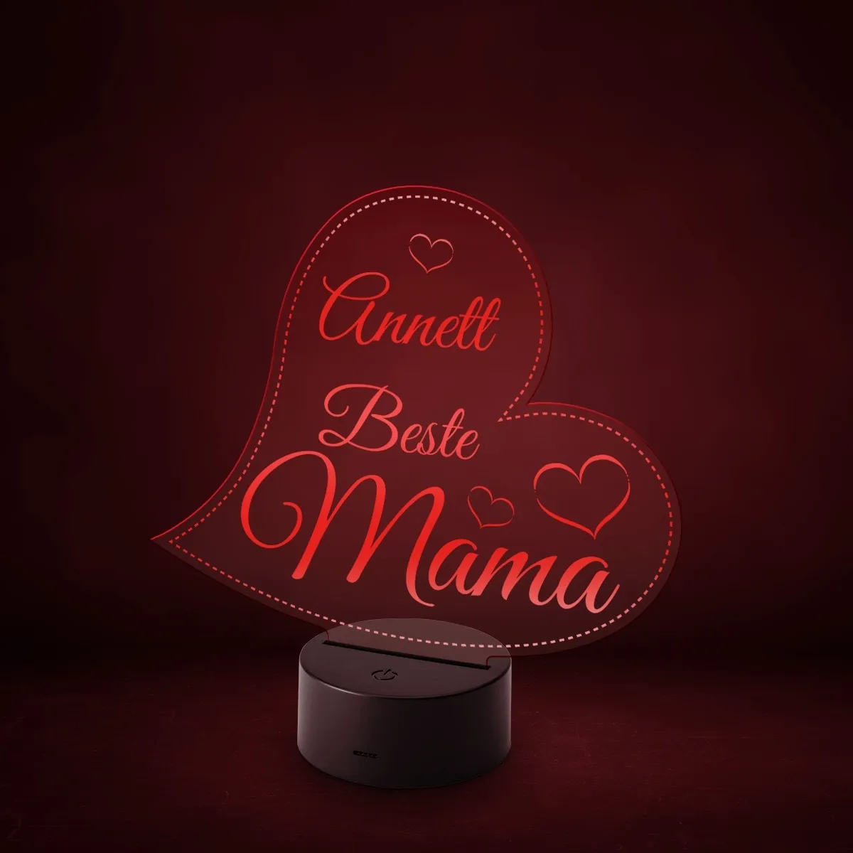 Acrylglasschild LED-Lampe personalisiert - Herz Beste Mama