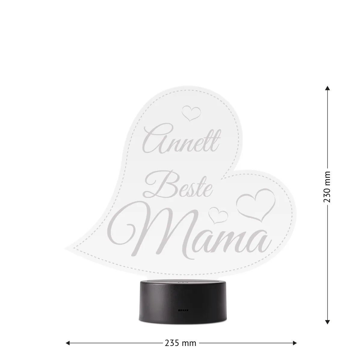Acrylglasschild LED-Lampe personalisiert - Herz Beste Mama