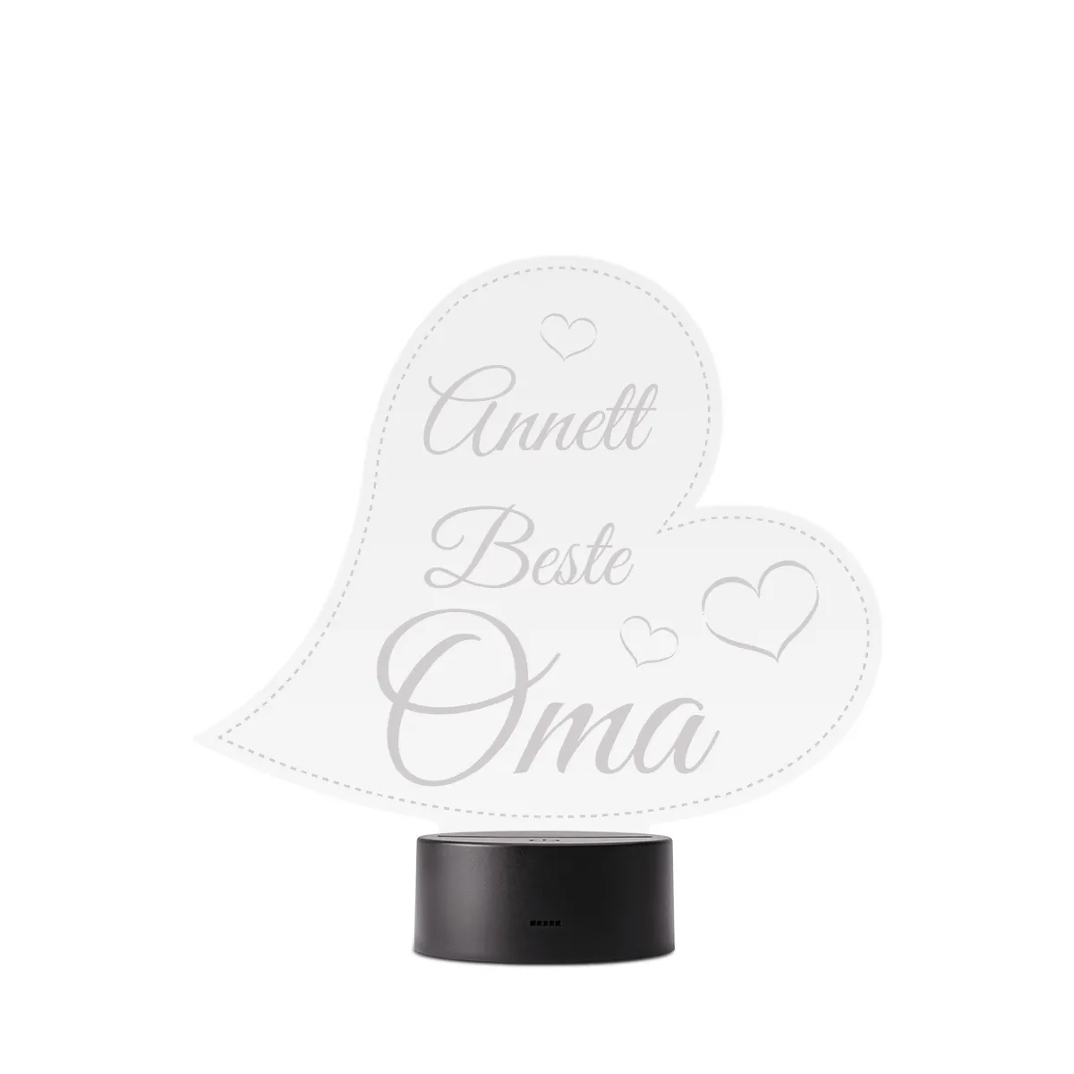 Acrylglasschild LED-Lampe personalisiert - Herz Beste Oma
