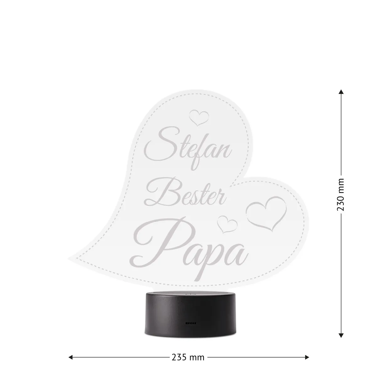 Acrylglasschild LED-Lampe personalisiert - Herz Bester Papa