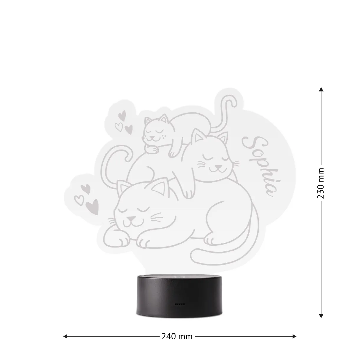 Acrylglasschild LED-Lampe personalisiert - Schlafkatzen