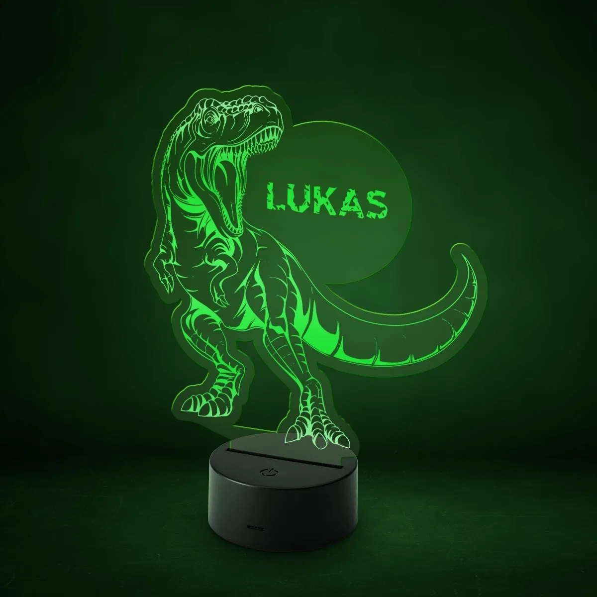 Acrylglasschild LED-Lampe personalisiert - T-Rex