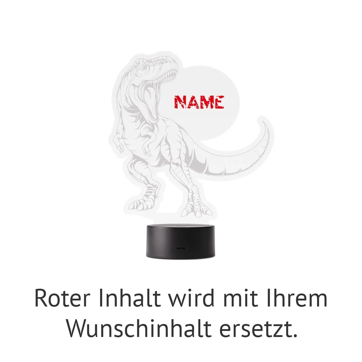 Acrylglasschild LED-Lampe personalisiert - T-Rex
