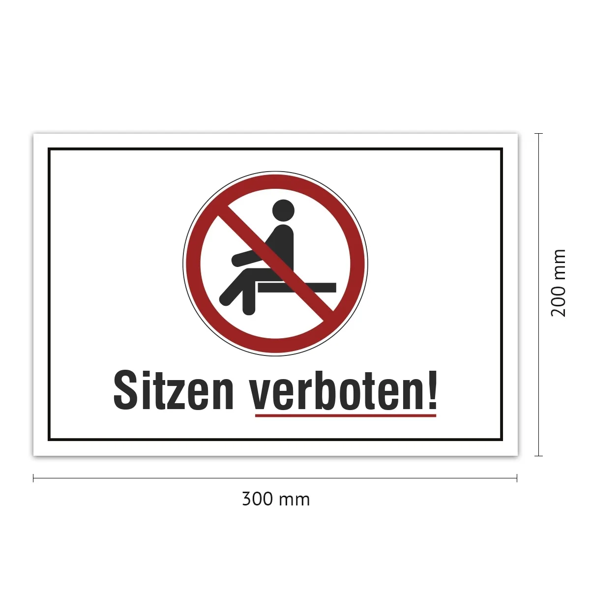 Aluverbund Schild - Sitzen verboten