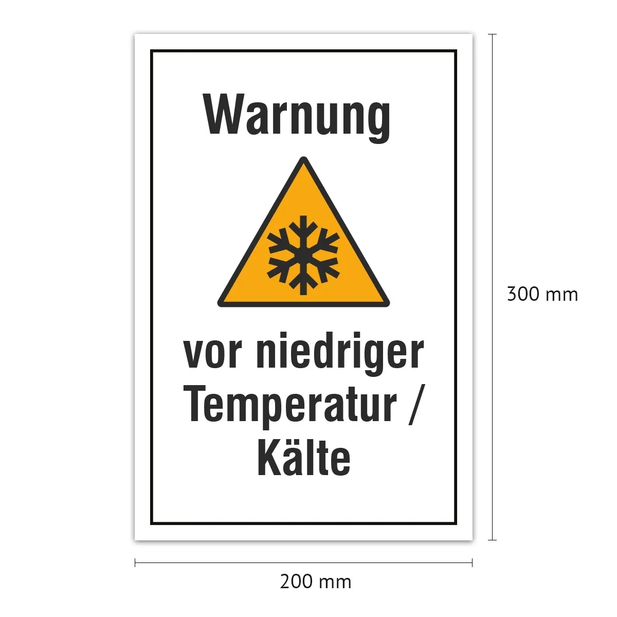 Aluverbund Schild - Warnung vor niedriger Temperatur