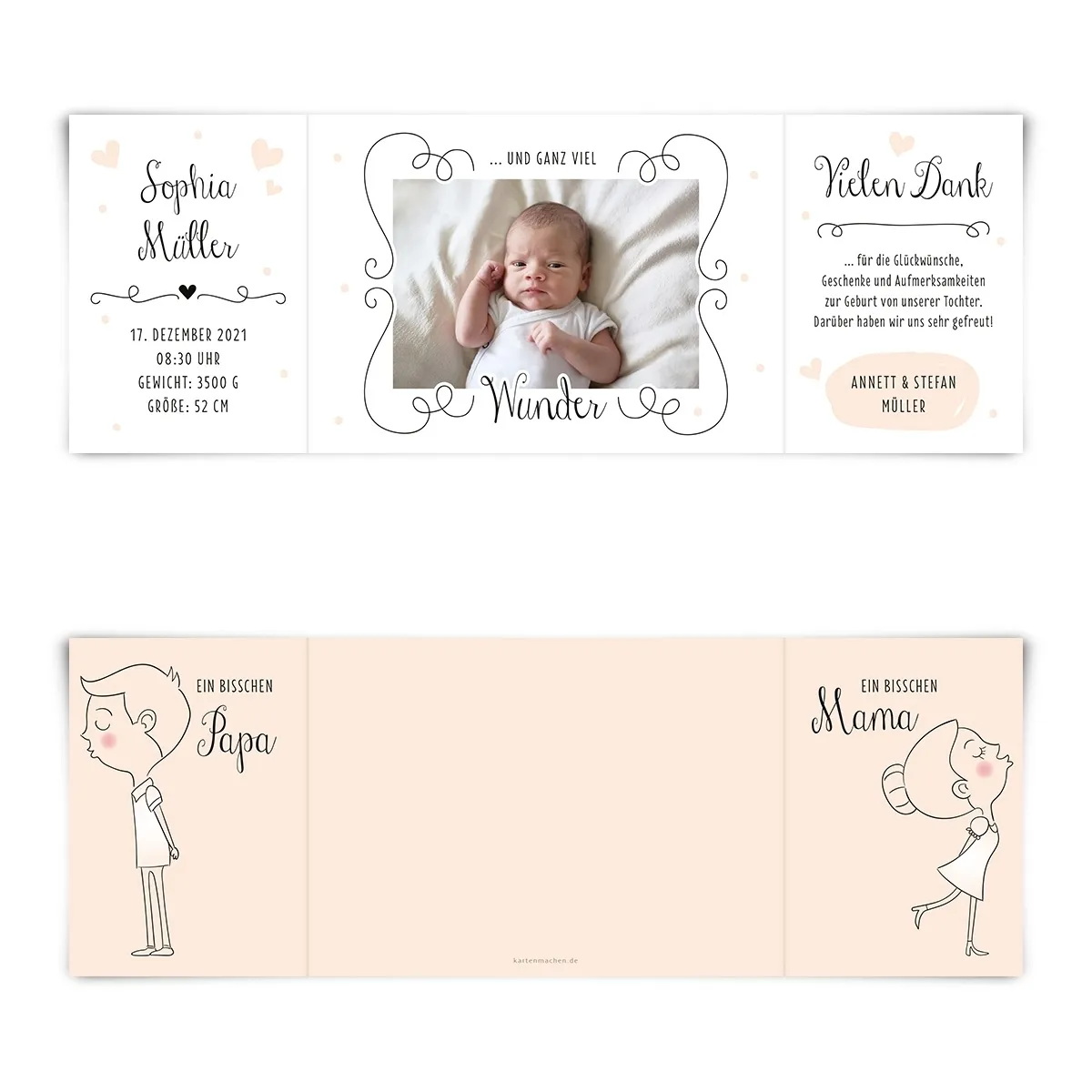 Baby Danksagungskarten - ein bisschen Mama und ein bisschen Papa