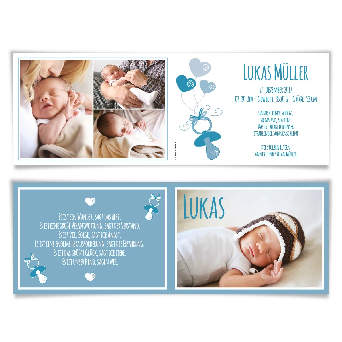 Babykarten - Schnuller in Blau