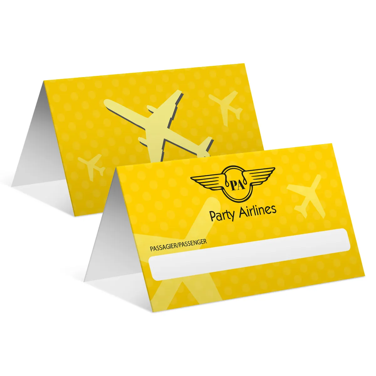 Blanko Platzkarten - Flugticket in Gelb