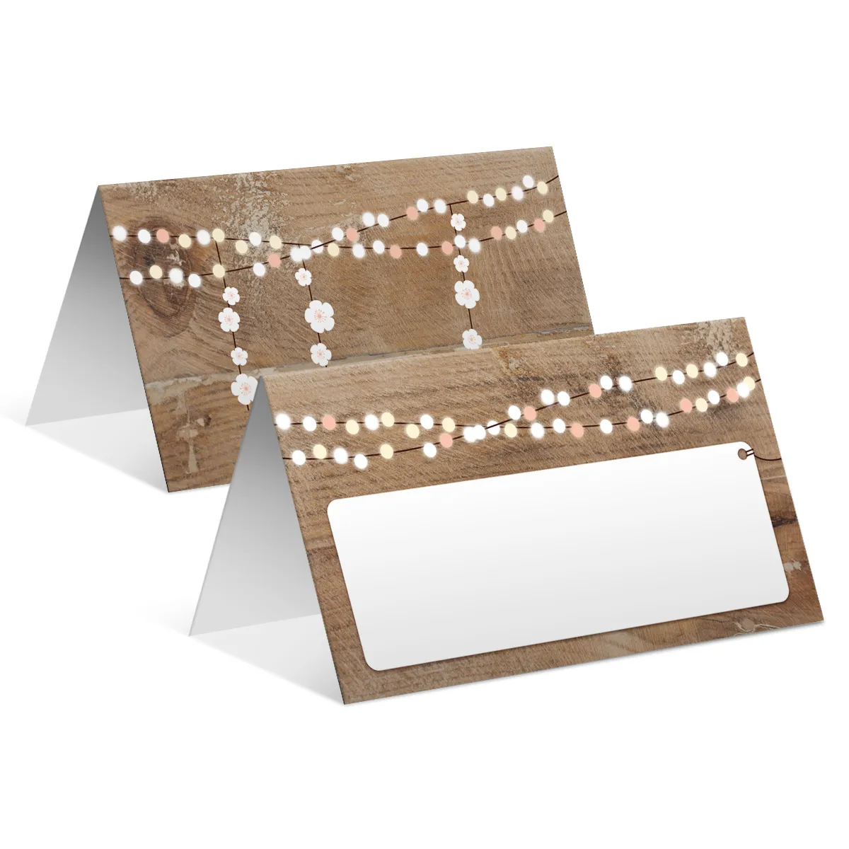 Blanko Platzkarten zum Geburtstag - Holz Lichtgirlande
